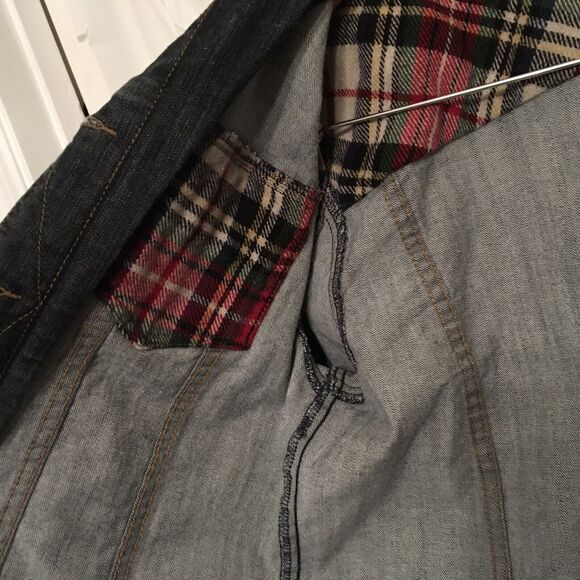 Coldwater Creek Denim Jean Jacket Women’s Size Small Plaid Flannel Accents - Picture 8 of 12